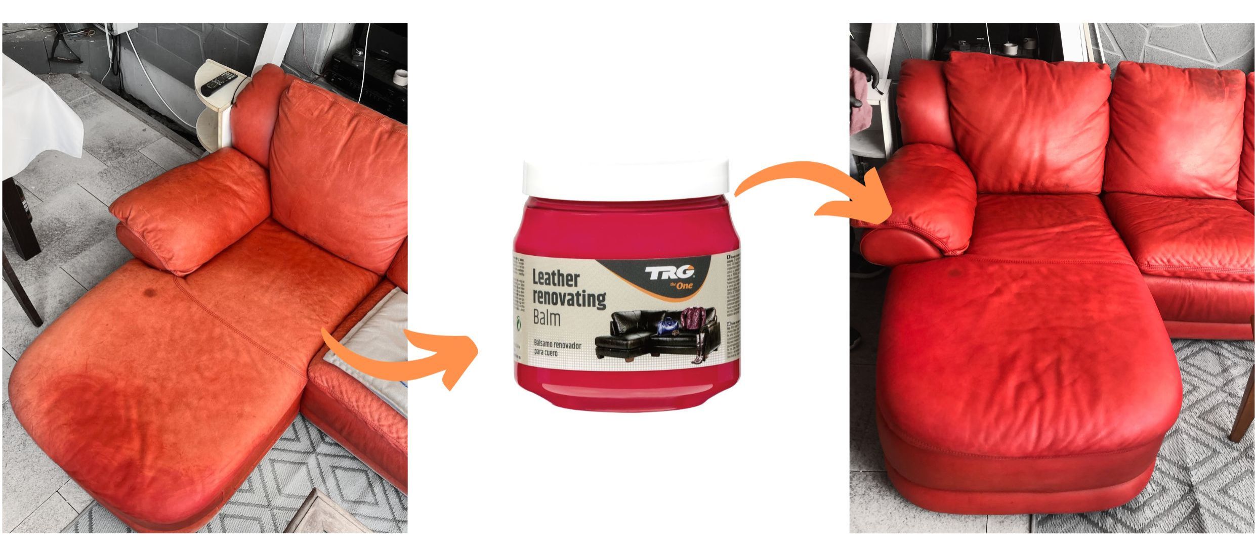 Červený Krém na kožené sedačky 112 Red Leather Renovating Balm TRG zkušenost použití